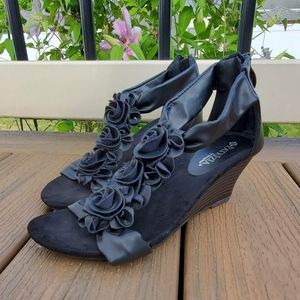 Patrizia Leather Rose Wedges
